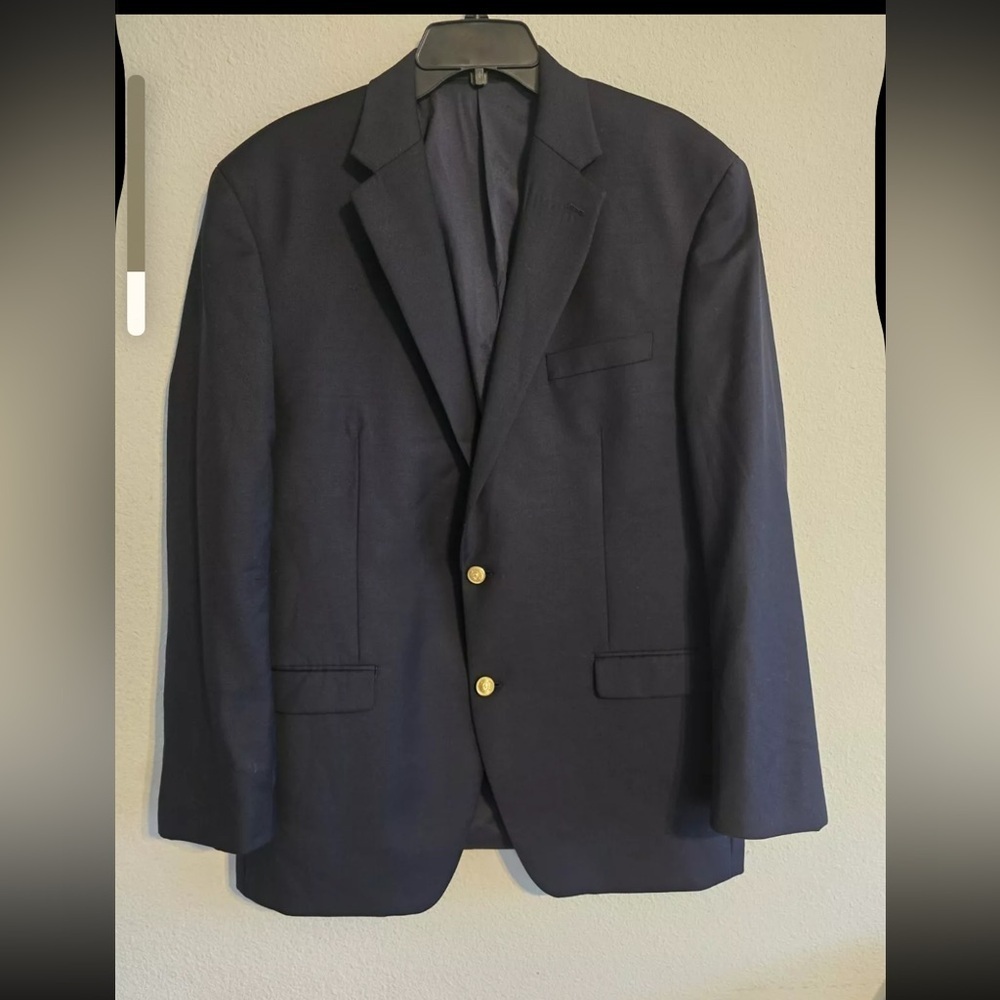 Lauren Ralph Lauren Sports Coat Men 44L Navy Blue Wool Gold Button Career - Picture 4 of 15
